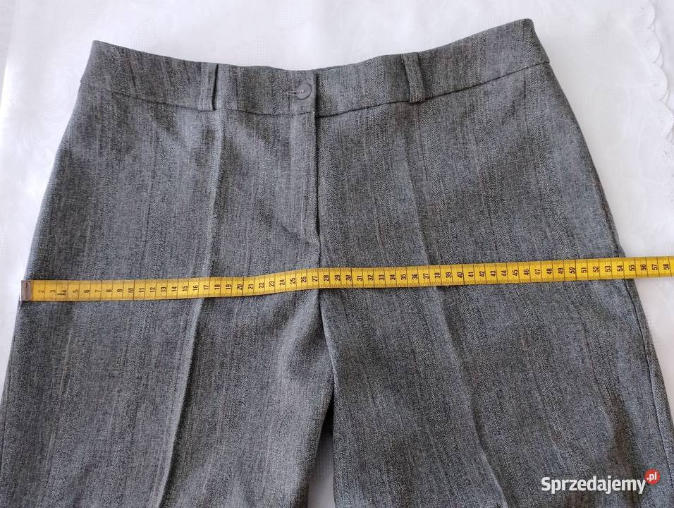 Szare spodnie 34 nogawki w kant z mankietami Spodnie Odzież damska wielkopolskie Oborniki