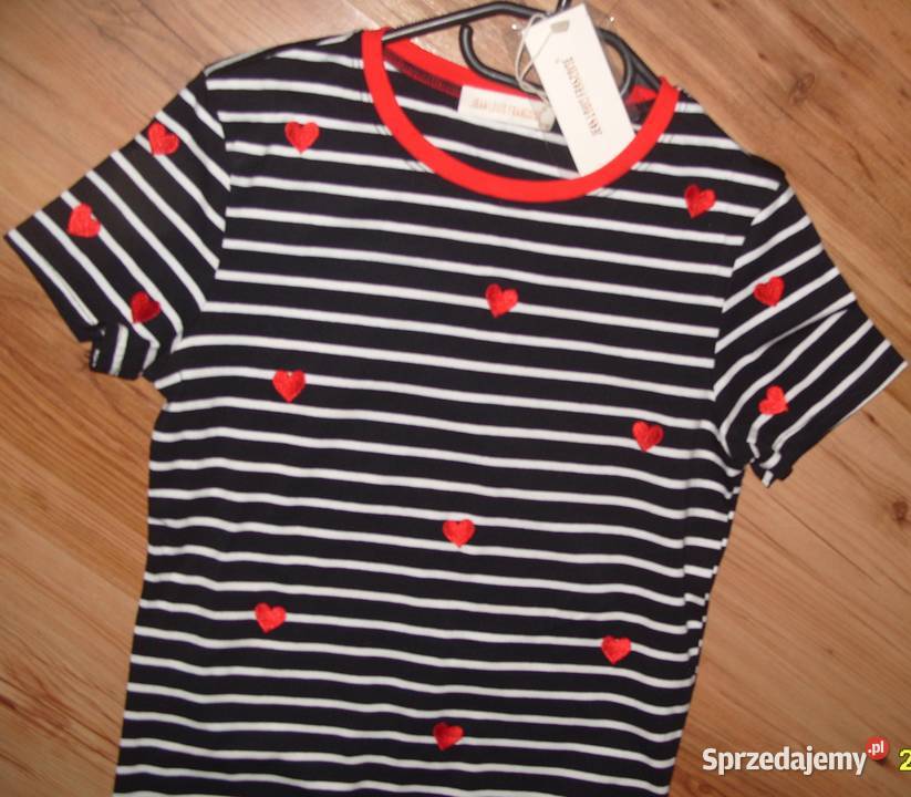 Bawełniany Tshirt paseczki i serduszka r SM Inny materiał Topy i koszulki Rawicz
