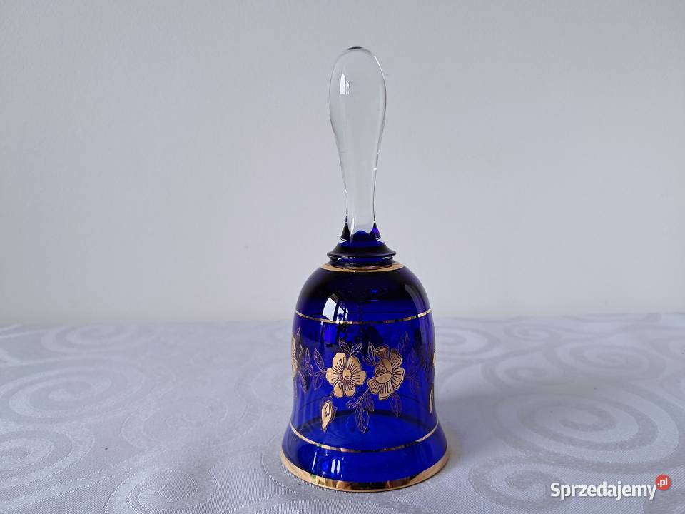 DZWONEK SZKLANY KOBALTOWY BOHEMIA CZECHOSŁOWACJA Strzelce Krajeńskie