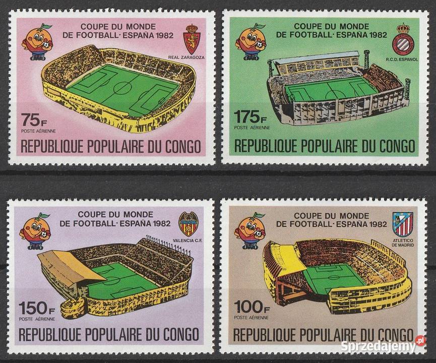 KONGO MŚ HISZPANIA STADIONY 1982 CZYSTE Filatelistyka łódzkie