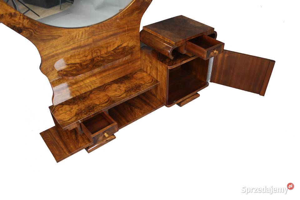 Unikatowa toaletka Art Deco w orzechu renowacji Zielonka