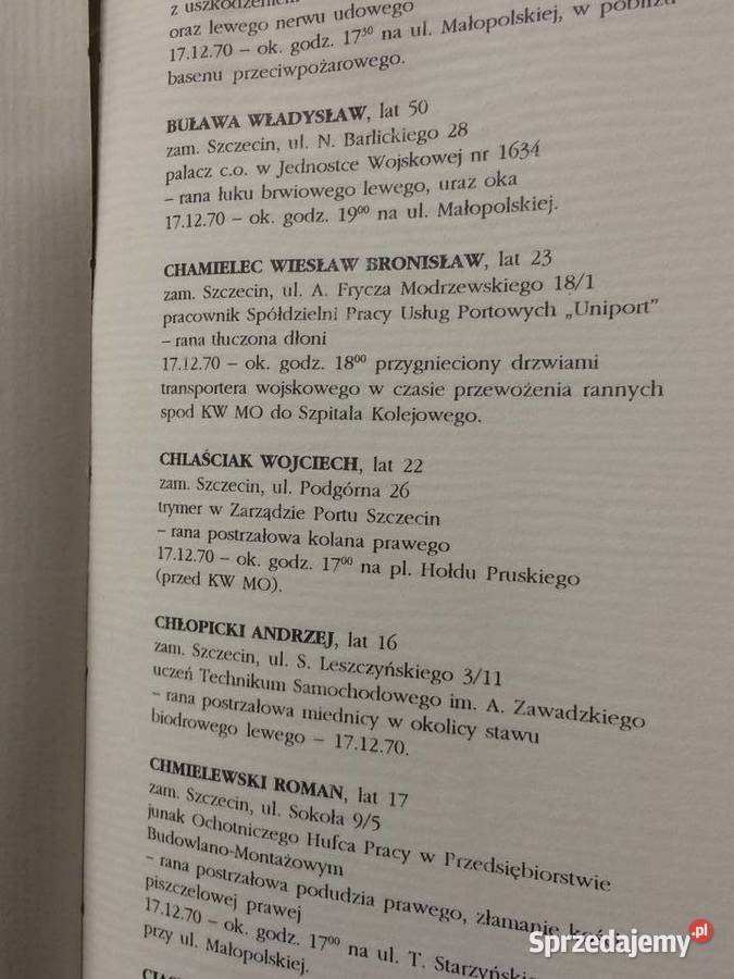 3010 Lista Ofiar Grudzień 1970 r W Szczecinie sprzedam