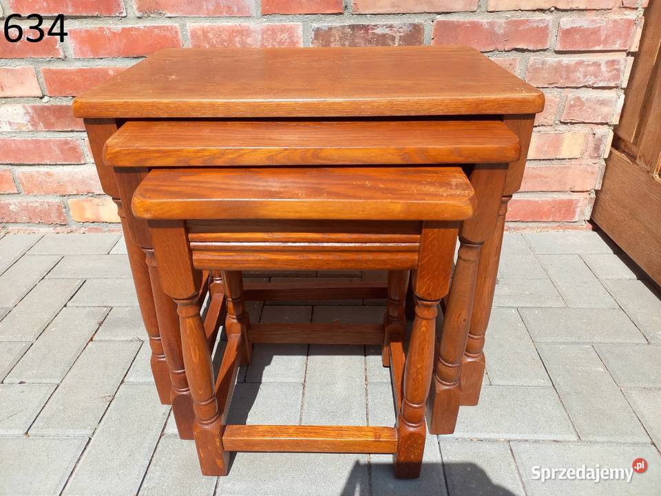 Stolik kawowy dębowy kwietnik Komplet stolików 3