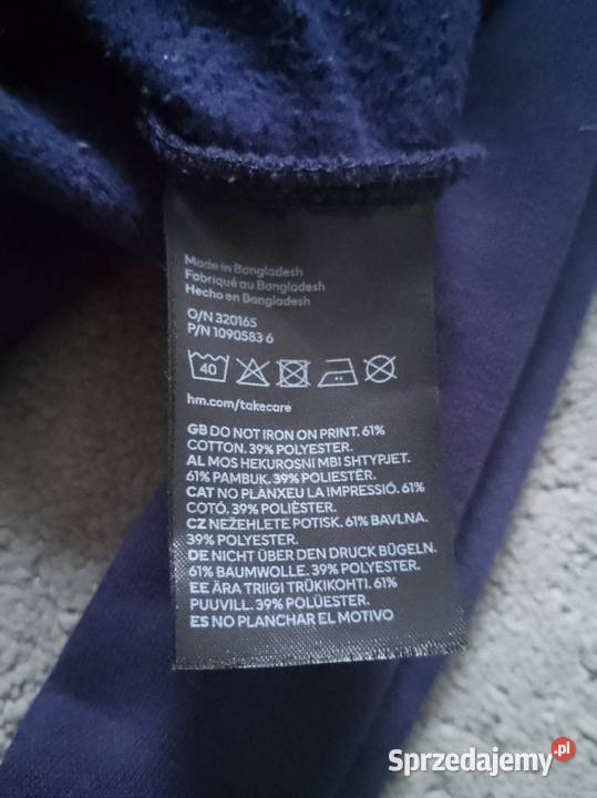 Ciemna granatowa bluza z nadrukiem w rozmiarze H&M Ostrołęka