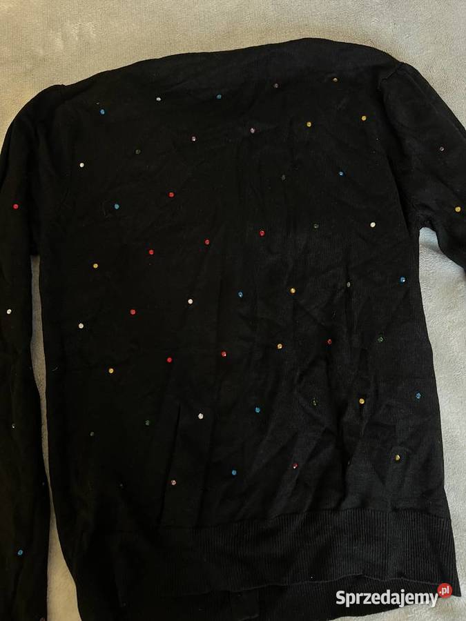 Sweter kardigan czarny w kolorowe cekiny Jasło