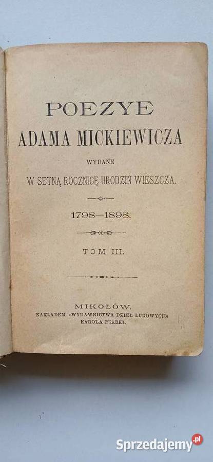 Pan Tadeusz wyd 1898 r dolnośląskie