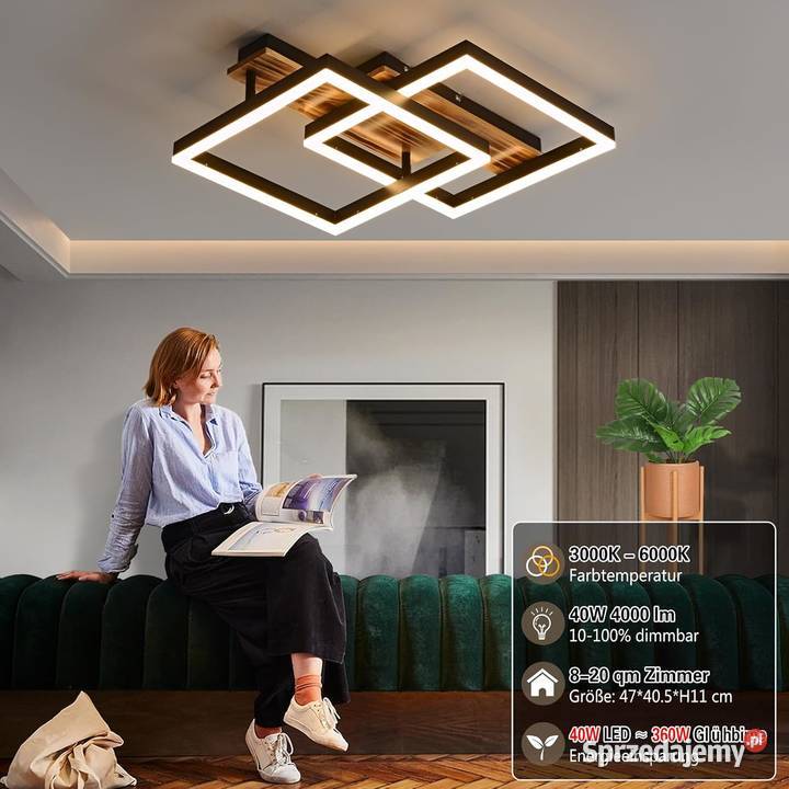 SEATAIN drewniana Lampa sufitowa LED 40W śląskie Bytom sprzedam