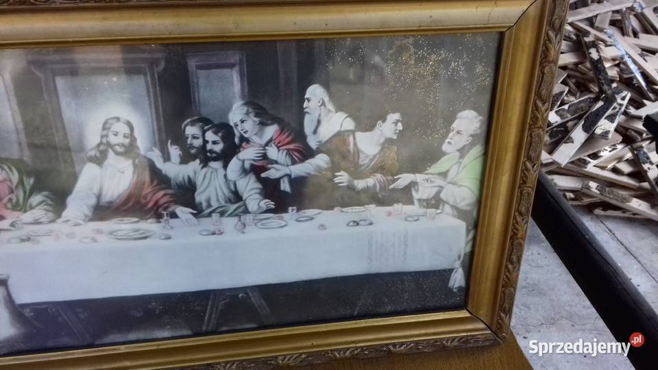 Stary obraz oleodruk Ostatnia wieczerza Nisko
