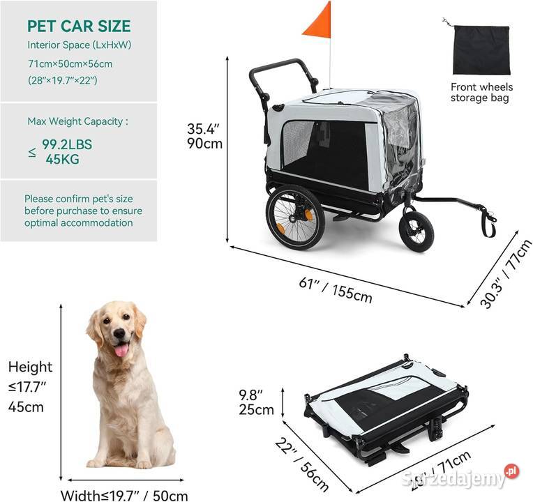Przyczepka rowerowa psa YITAHOME Oxford 600D Dla psów Jadowniki
