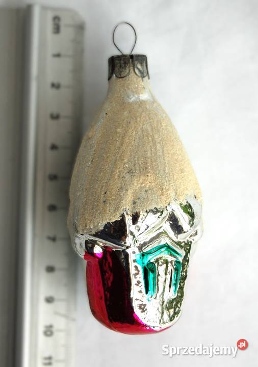 Stara bombka szklana ręcznie malowana domek 9 sprzedam