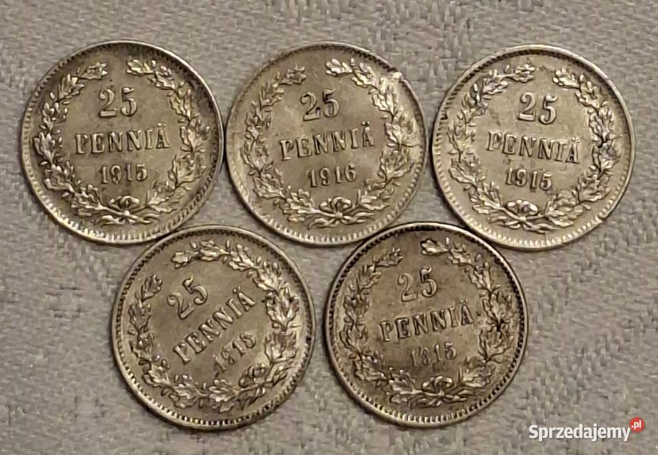 Zestaw srebrnych monet 25pennia 19151916 Płock