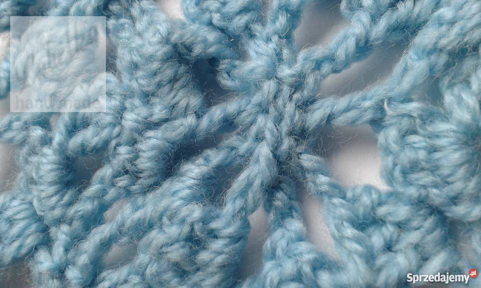 Rękawiczki mitenki niebieskie na szydełku