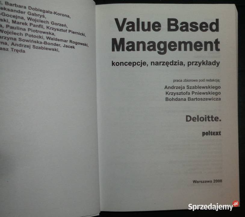 value Based Management Deloitte 2008 schemat Rzeszów