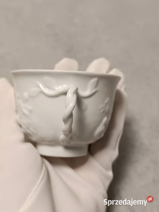 Kolekcjonerska Biała Filiżanka Frstenberg Duet Porcelana i szkło zachodniopomorskie Dobrzany