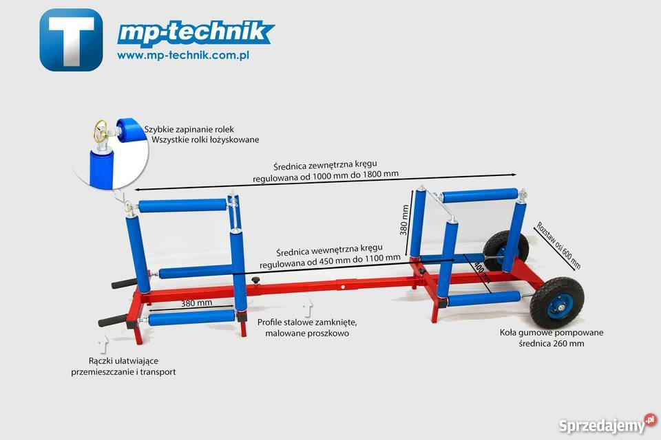 Mobilny rozwijak do odwijania rur PERT HDPE 32 Jarocin