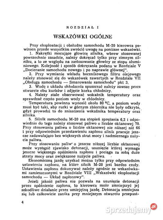 Instrukcja obsługi Warszawa m 20 garbus podkarpackie Stalowa Wola