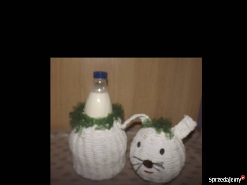 Zajączek biały koszyk wiklina papierowa biały Dekoracje i ozdoby Lublin sprzedam