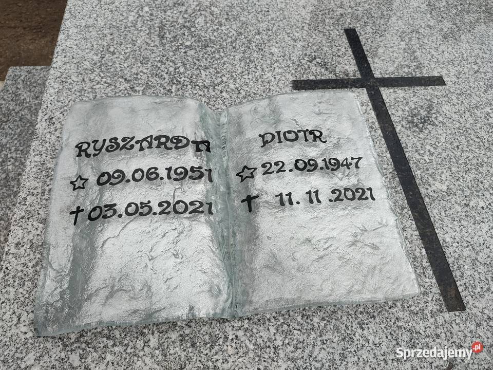 Nagrobek nowoczesny pomnik szkło kamień marmur