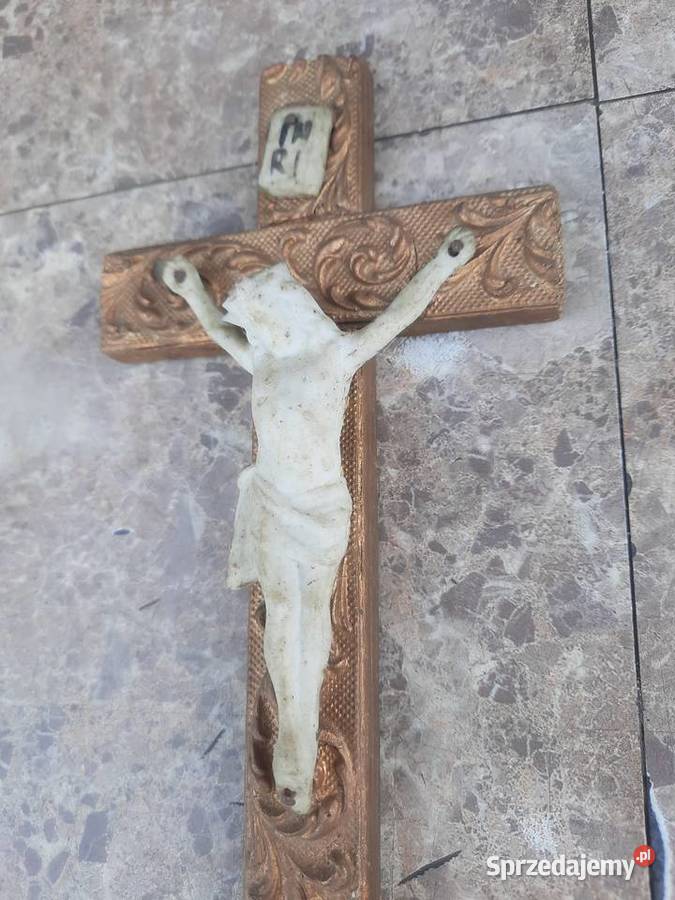 4 Stary krzyż krucyfiks drewno zdobiony 24 sprzedam
