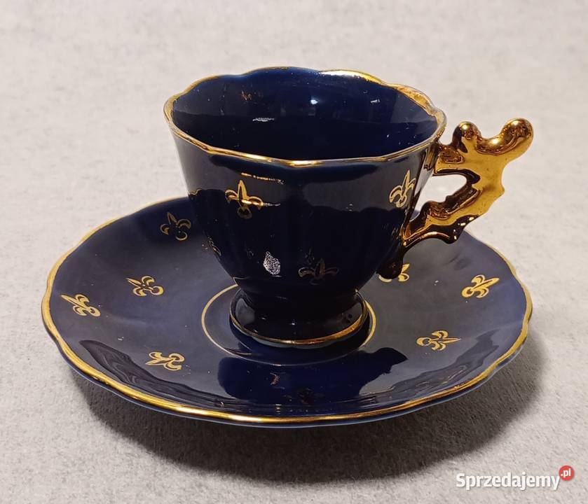 TERRA IMPORT Filiżanka Duet Kobalt Złoto Lilijka Łódź