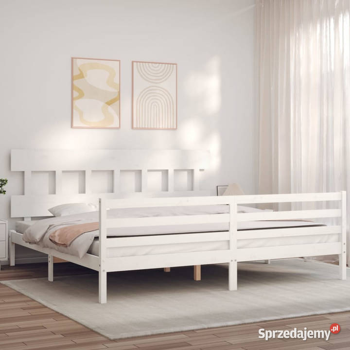Rama łóżka z wezgłowiem biała lite drewno 81cm Warszawa sprzedam