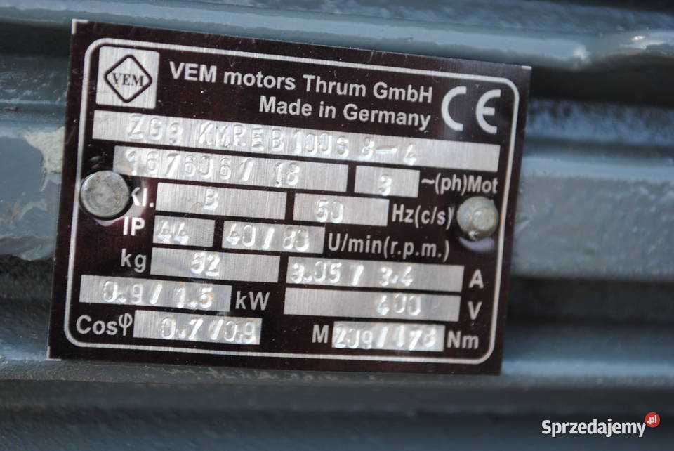 Motoreduktor dwubiegowy 0915kw 4080obr VEM Kargowa