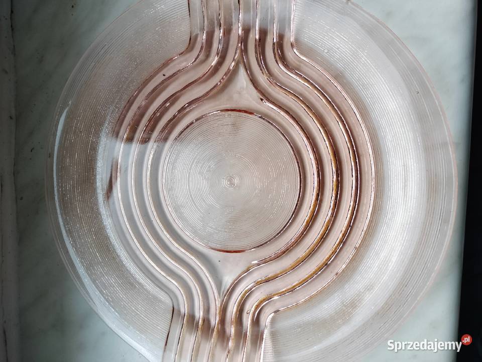 Talerz patera rondo różowyrozalina prl Choszczno