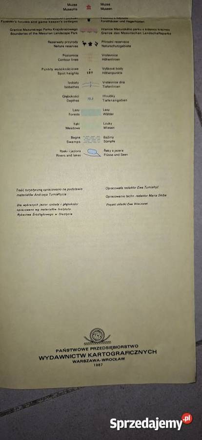Unikatowa Mapa Jezioro Śniardwy 1987 r wielkopolskie Kalisz