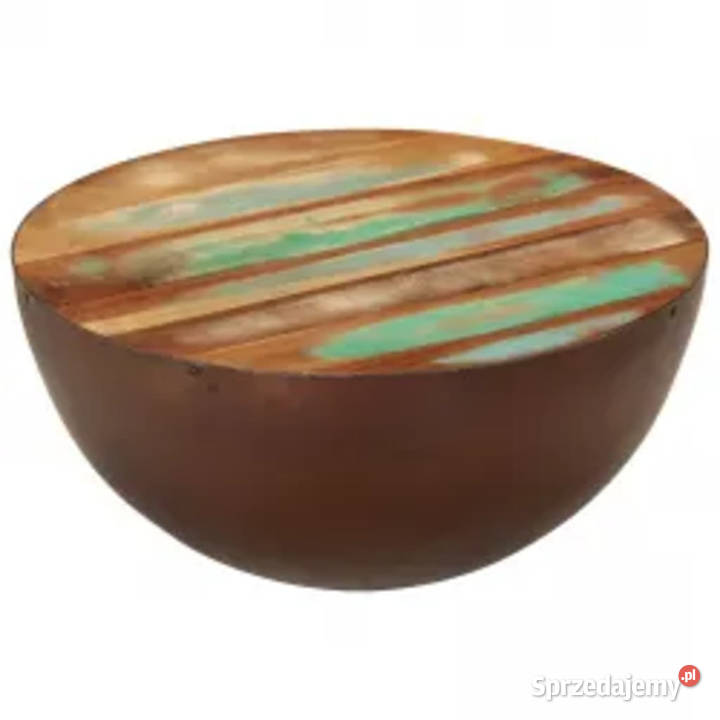 Stolik kawowy z drewna odzyskanego i stali forma