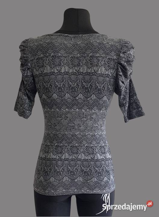 Damska bluzka z bufiastym krótkim rękawem szara Moda i Styl Chrzanów