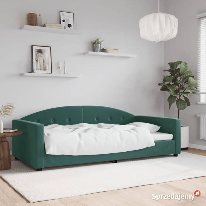 Sofa z funkcją spania ciemnozielona aksamitna 222cm mazowieckie Warszawa sprzedam
