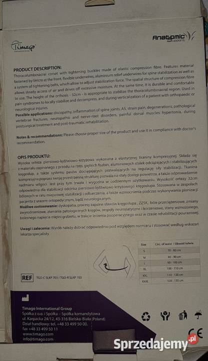 Orteza gorset marki Timago model TGOR SLKP 703