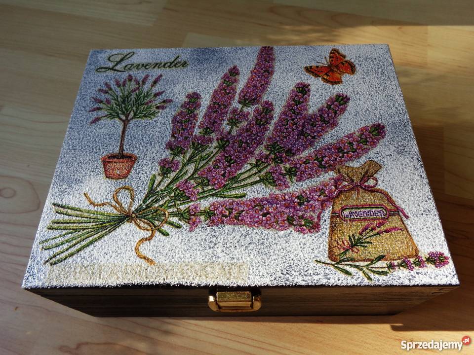 Drewniana ozdobna LAWENDA skrzyneczka na skarby mazowieckie Warszawa