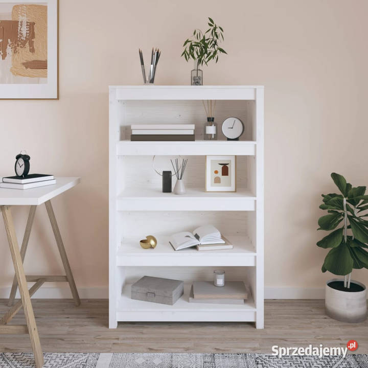 Regał na książki biały 80x35x126 lite drewno mazowieckie