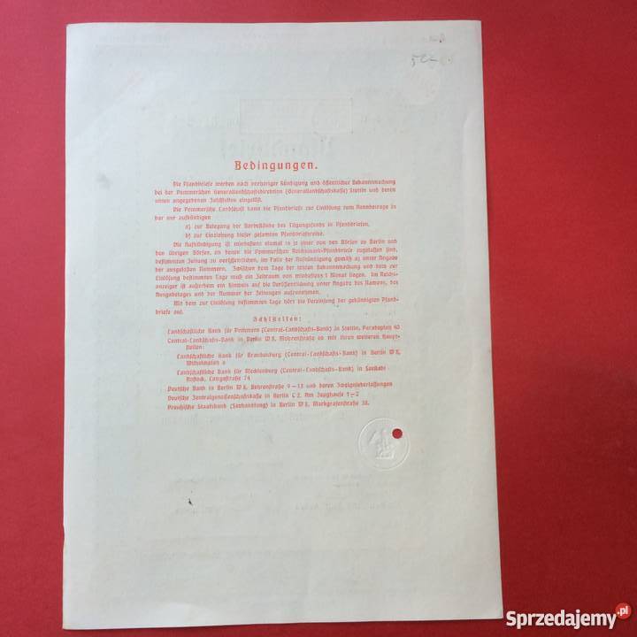 26 Papiery wartościowe 1000 reichsmark Szczecin