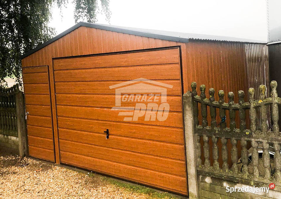 Garaż blaszany 4x6 Brama drzwi drewnopodobny Kalisz