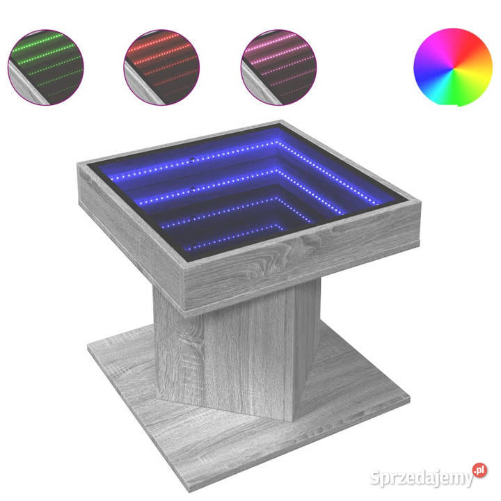 Stolik kawowy z LED szary dąb sonoma 50x50x45