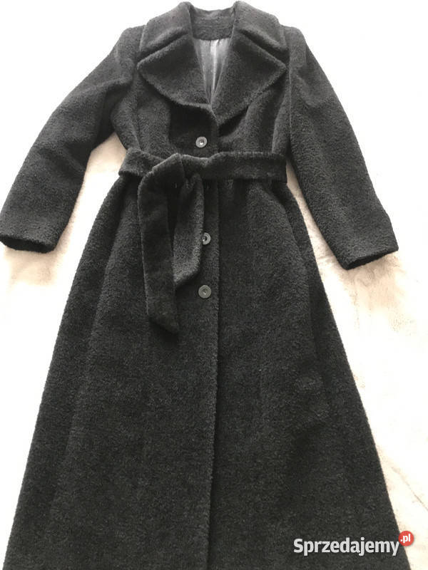 Ekskluzywny Płaszcz z Czarnej Wełny Idealny Zimowa  Pszczyna sprzedam