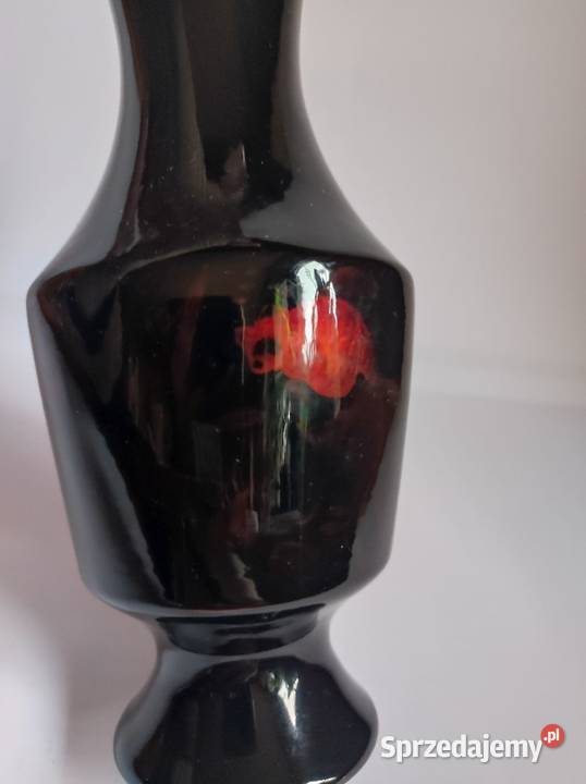 złote rybki welonki wazon flakon z laki retro