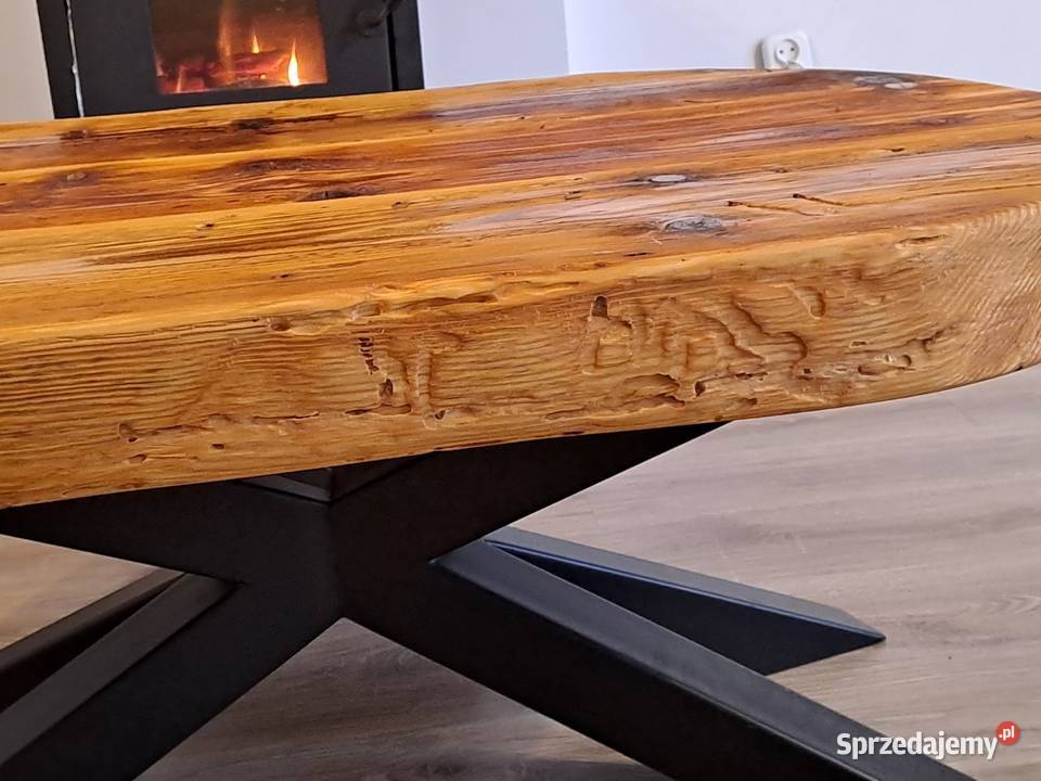 Kawowy stół z starego drewna 65cm
