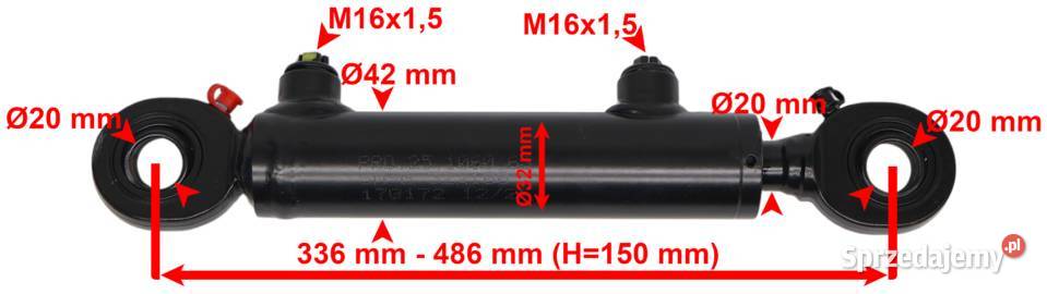 Polski SIŁOWNIK Hydrauliczny 32x20 Skok 150 L336 kujawsko-pomorskie Solec Kujawski