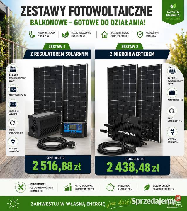 Zestaw fotowoltaiczny na balkondziałkę Chodzież sprzedam