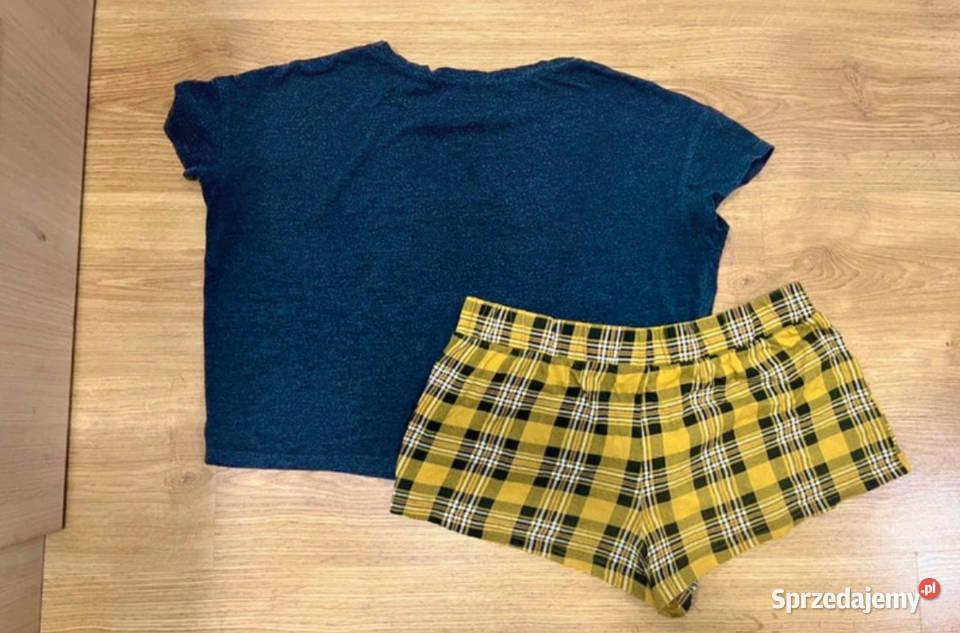 Komplet piżamowy w żółtoszarą kratkę komplet S Moda i Styl Łódź