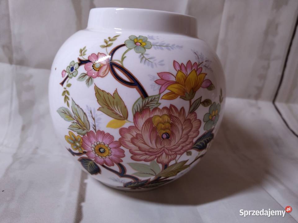 Śliczny angielski wazon z porcelany sygnowany Porcelana i szkło Inowrocław