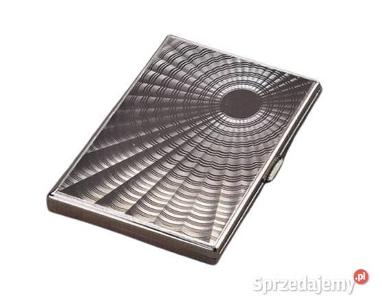 Srebrna Metalowa Papierośnica z Metalowymi Ostrowy nad Okszą