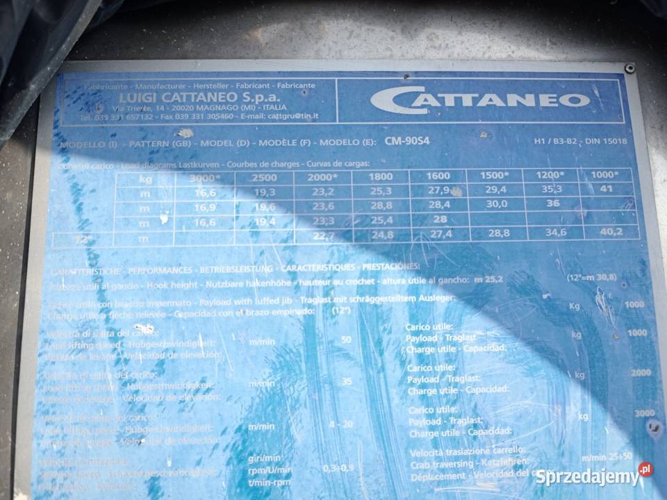 Żuraw szybkomontujący hydrauliczny Cattaneo 90s4 Ligota Piękna