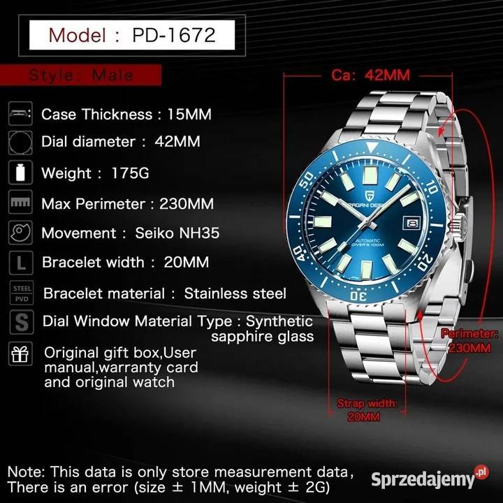 Luksusowy zegarek męski PAGANINI DESIGNNH3542mm Słupsk sprzedam