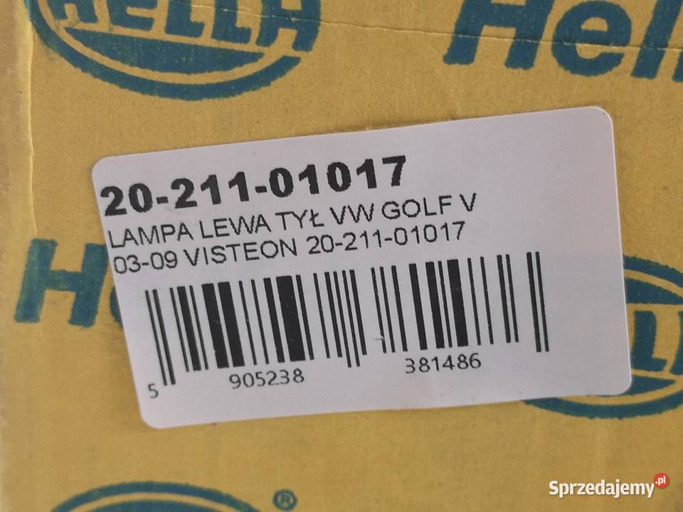 LAMPA LEWY TYŁ VW GOLF V 20032009 NOWA HELLA Oświetlenie sprzedam