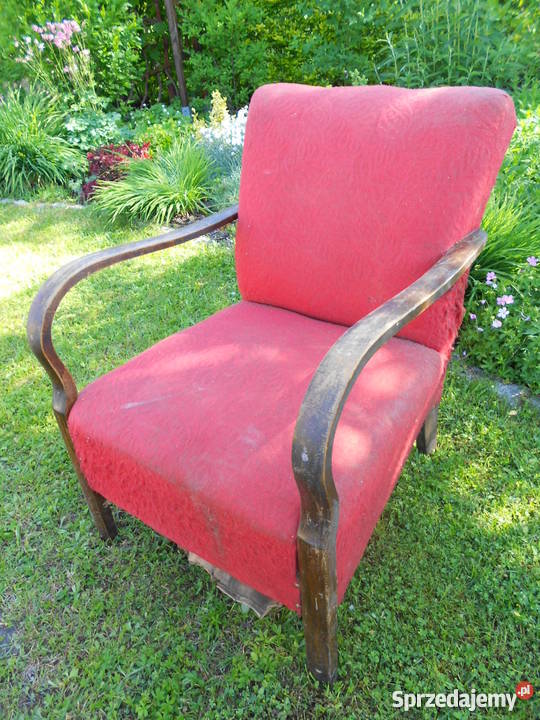 Stary Fotel Drewniany Zabytek na Sprężynach