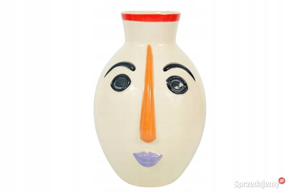 Porcelanowy wazon Vallauris 1960 twarz Gizałki